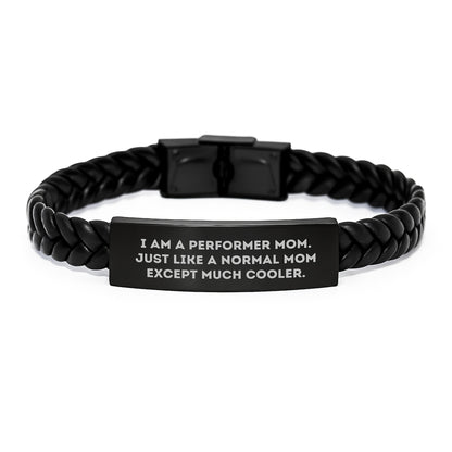 Cool Performer Gifts from Mom - Interlaced Leather Bracelet for Birthday - Image 1