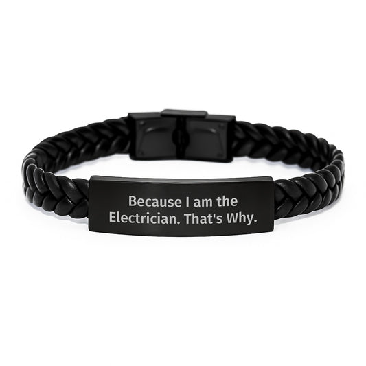 Funny Electrician Gifts for Men, Birthday Unique Interlaced Leather Bracelet, Gifts from Friends to Electricians - Image 1