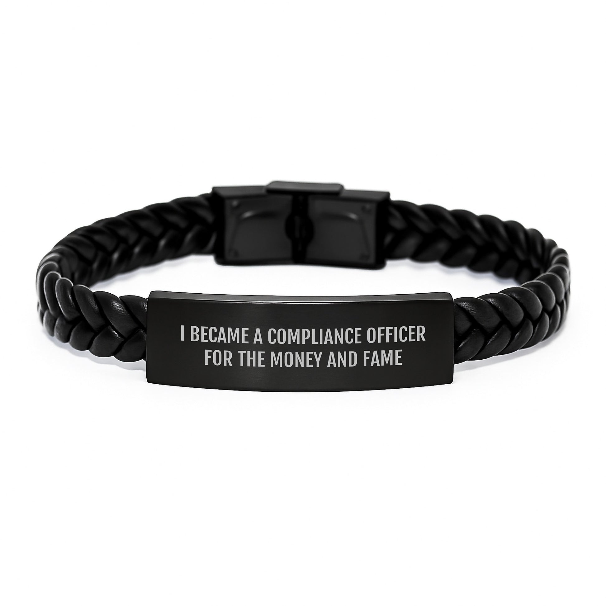 Compliance Officer Gifts For Men - Funny Quote Interlaced Leather Bracelet, Gifts from Friends, Gifts for Compliance Officer, Birthday Unique Gift - Image 1
