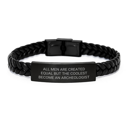 Gifts from Men for The Archeologist in Your Life - Unique Mother's Day Archeologist Gifts, Interlaced Leather Bracelet, Inspirational Quote - Image 1
