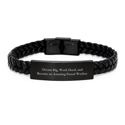 Inspiring Gifts for Postal Worker, Interlaced Leather Bracelet, Birthday Unique Presents from Friends, Coworkers, Family - Image 1