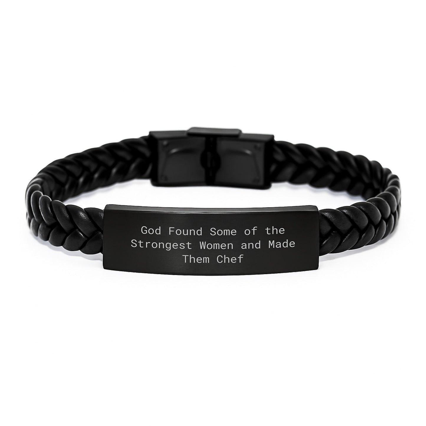 Funny Chef Gifts for Women - Inspirational Interlaced Leather Bracelet, Gifts from Friends, Unique Birthday Unique Gifts for Chef, God Found Strong Women Made Them Chef Quote - Image 1