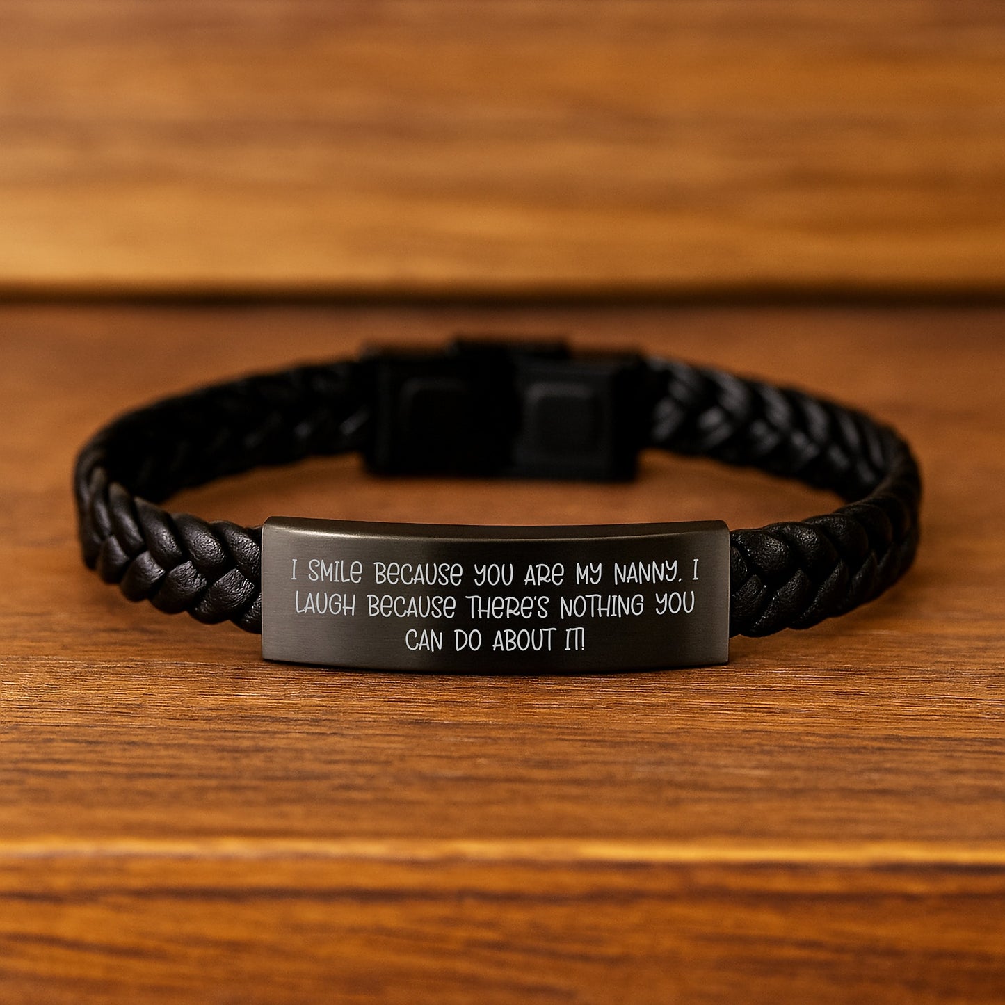 Funny Nanny Gifts, Interlaced Leather Bracelet for Nanny, I Smile Because You Are My Nanny, Perfect Valentine's Unique Gifts from Men to Nanny - Image 2