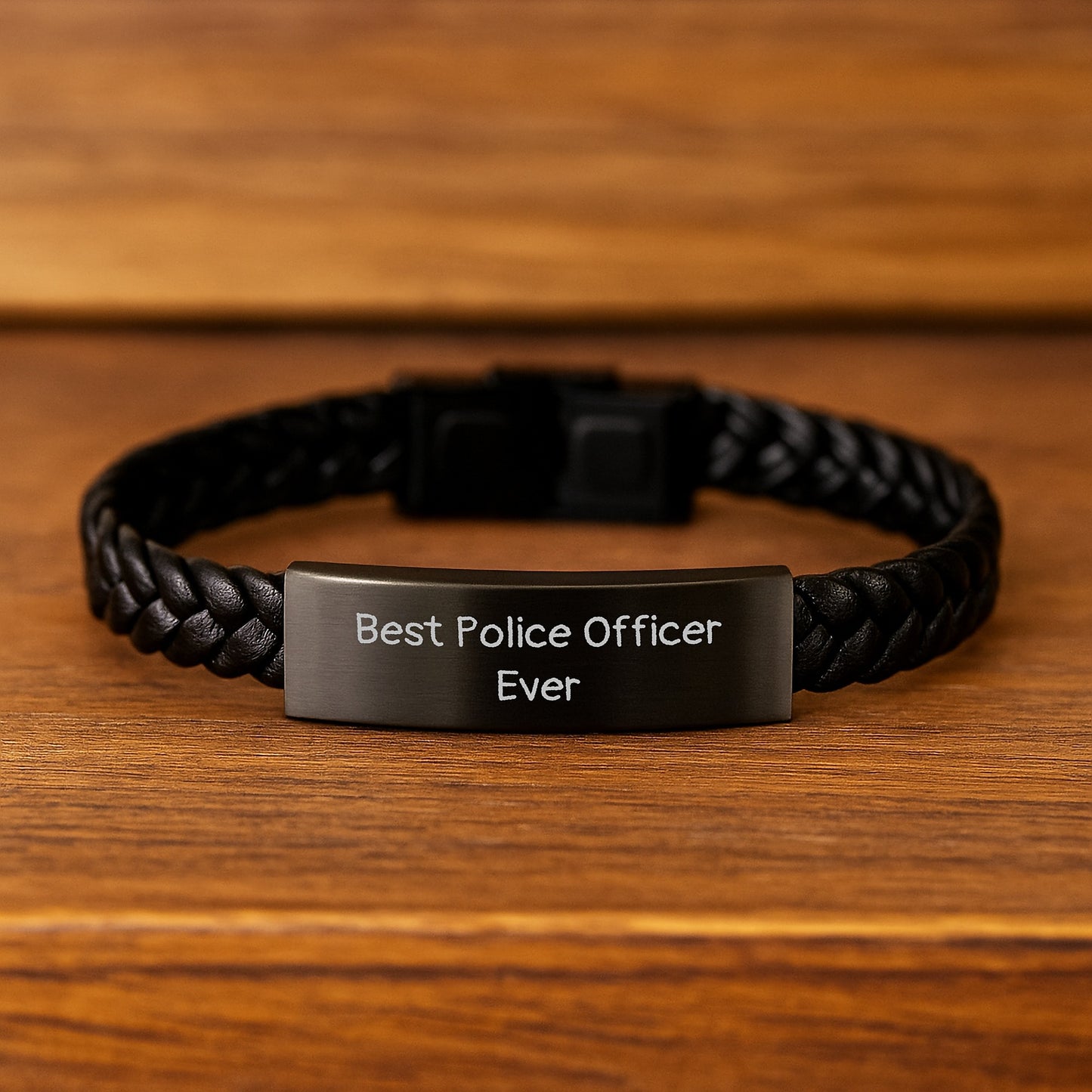 Funny Police Officer Gifts from Friends - Best Police Officer Ever Interlaced Leather Bracelet for Birthday Unique Gifts - Image 2