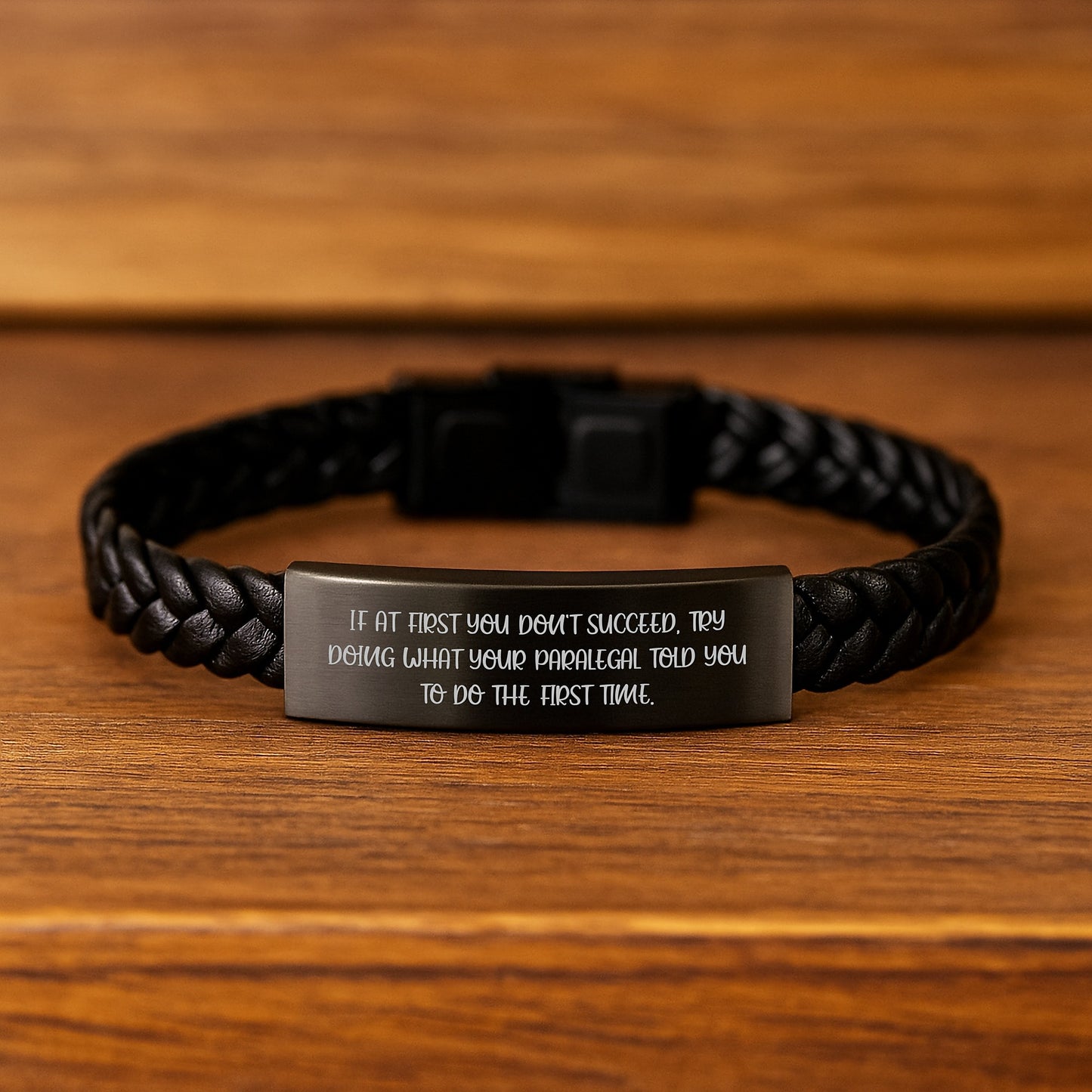 Funny Paralegal Gifts from Friends to Paralegal, Interlaced Leather Bracelet for Graduation, If At First You Don't Succeed, Try Doing What Your Paralegal Told You To Do The First Time. - Image 2