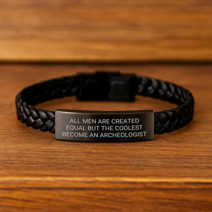 Gifts from Men for The Archeologist in Your Life - Unique Mother's Day Archeologist Gifts, Interlaced Leather Bracelet, Inspirational Quote - Image 2