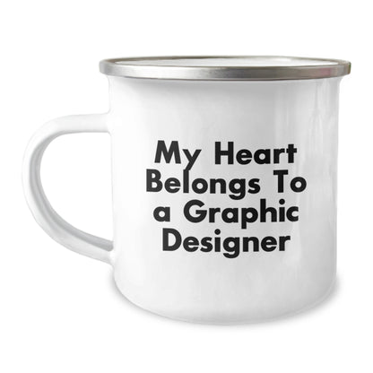 Funny Graphic Designer Gifts from Men - My Heart Belongs To A Graphic Designer Camping Mug for Graphic Designers, Graduation Unique Gifts - Image 1