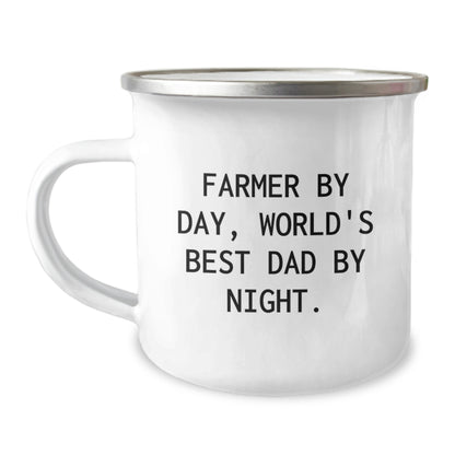 Funny Farmer Gifts from Men - World's Best Dad Camping Mug, Valentine's Unique Mugs for Farmer - Image 1