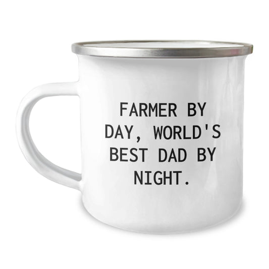 Funny Farmer Gifts from Men - World's Best Dad Camping Mug, Valentine's Unique Mugs for Farmer - Image 1