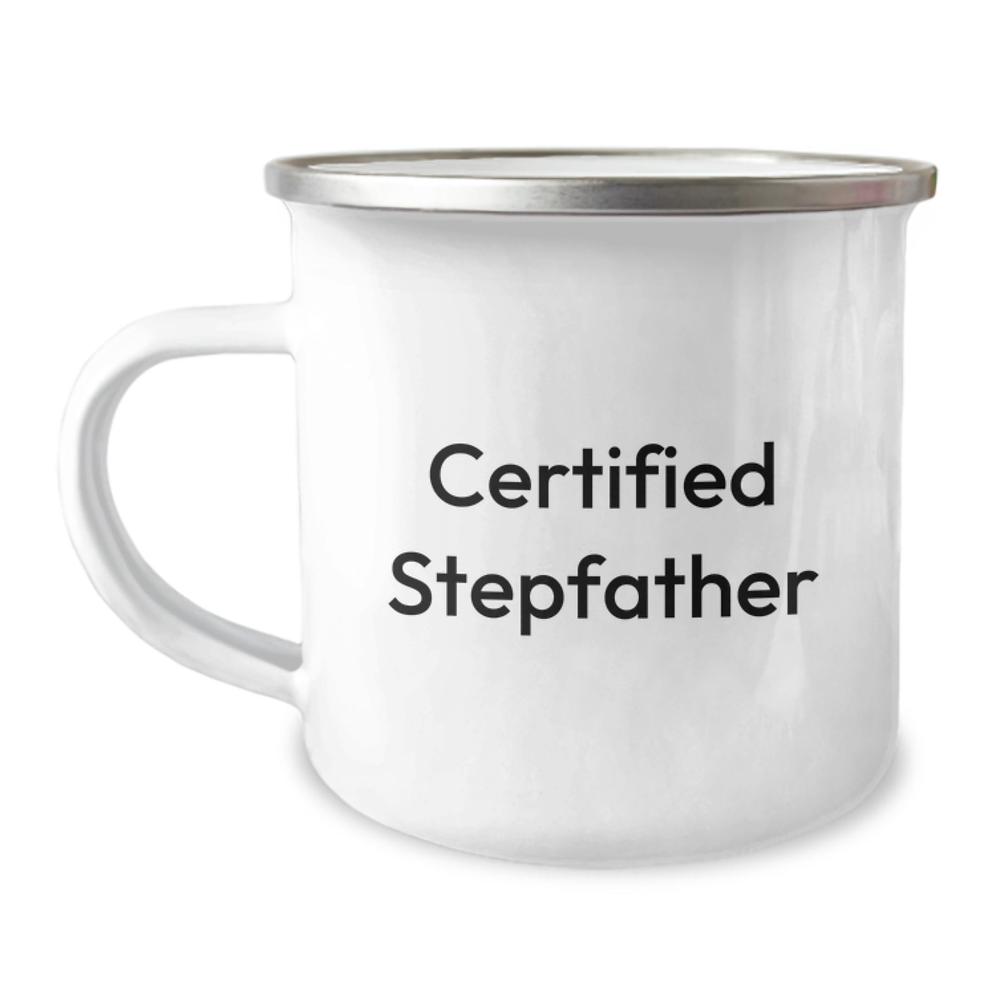Funny Stepfather Gifts, 'Certified Stepfather' Enamel Camping Mug, Unique Birthday Unique Gift from Friends or Family to Him - Image 1