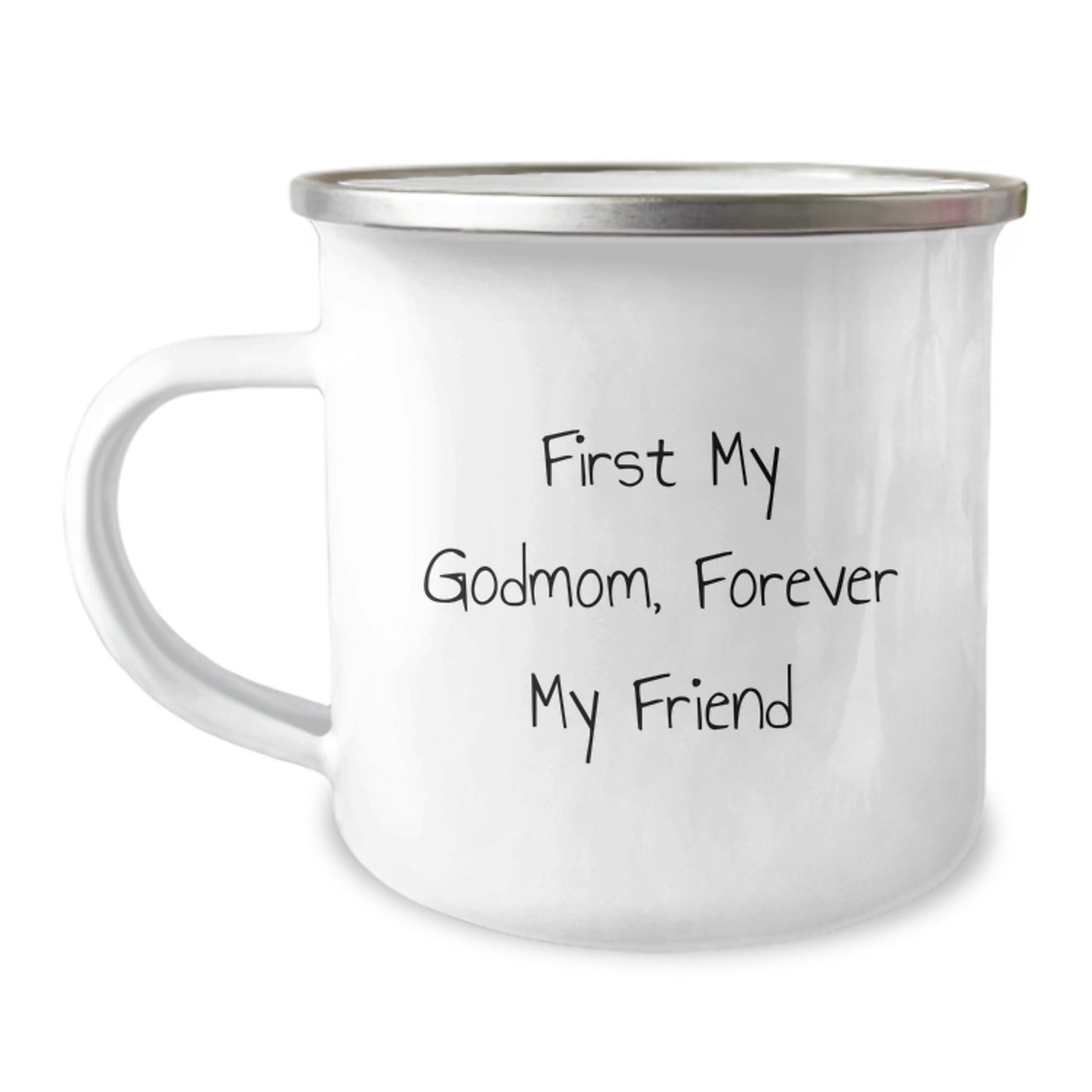 Funny Gifts from Men to Godmom, Camping Mug for Her, 'First My Godmom, Forever My Friend' Quote, Unique Christmas Unique Gifts - Image 1