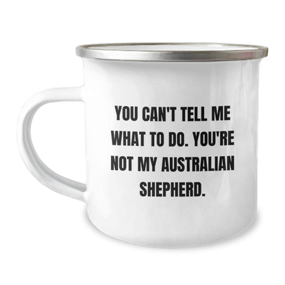 Australian Shepherd Dog Camping Mug Funny Gift from Friends for Birthday - Image 1