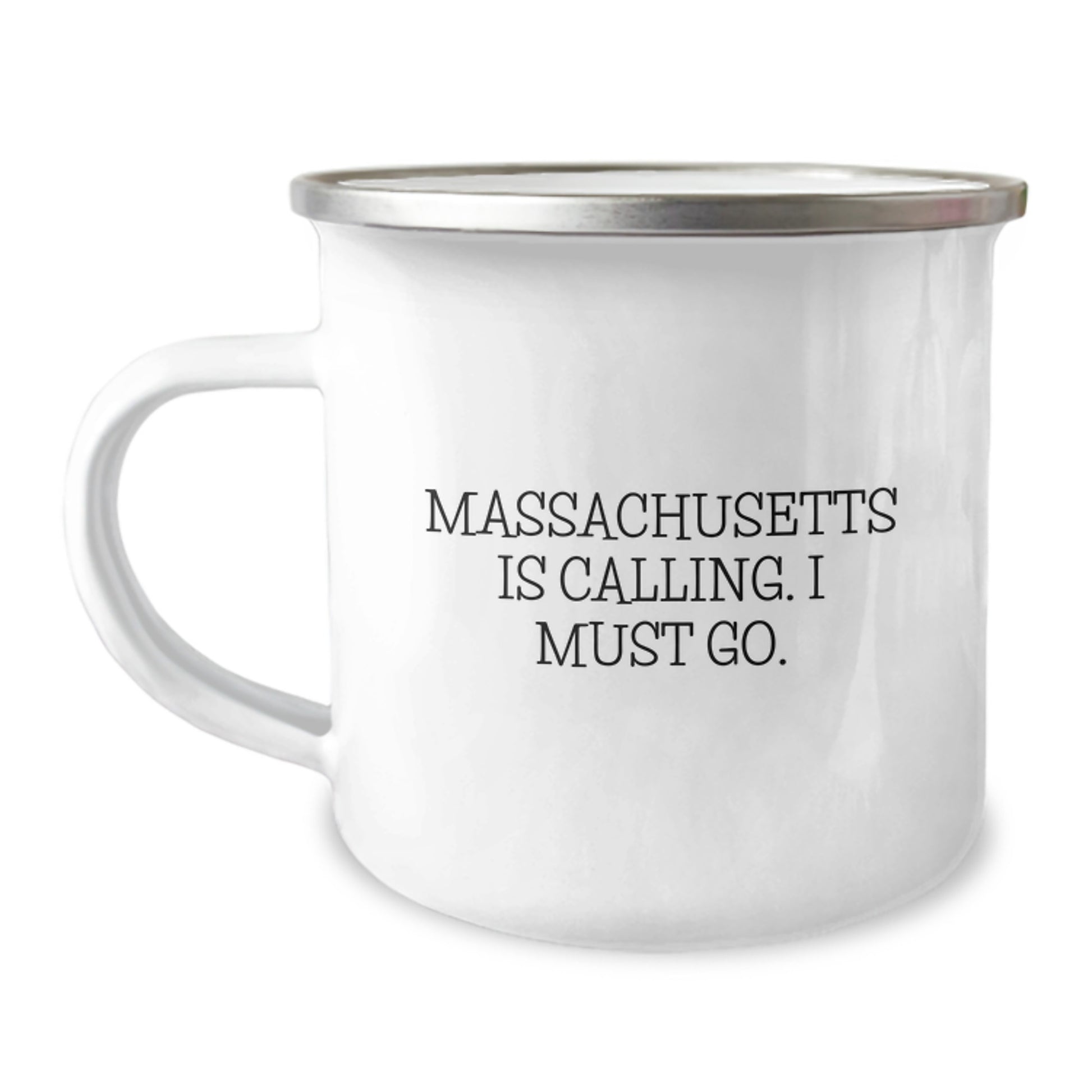 Funny Massachusetts Gifts from Men - Camping Mug with Massachusetts Is Calling. I Must Go. Quote - Unique Valentine's Gifts for Massachusetts - Image 1