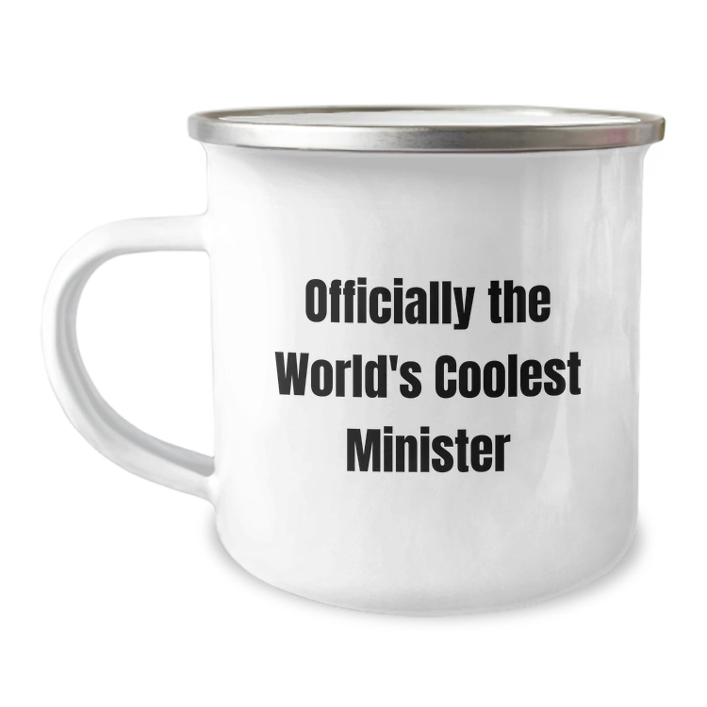 Funny Minister Gifts for Graduation - 'Officially The World's Coolest Minister' Stainless Steel Camping Mug, 12 oz, Gifts from Friends and Family - Image 1