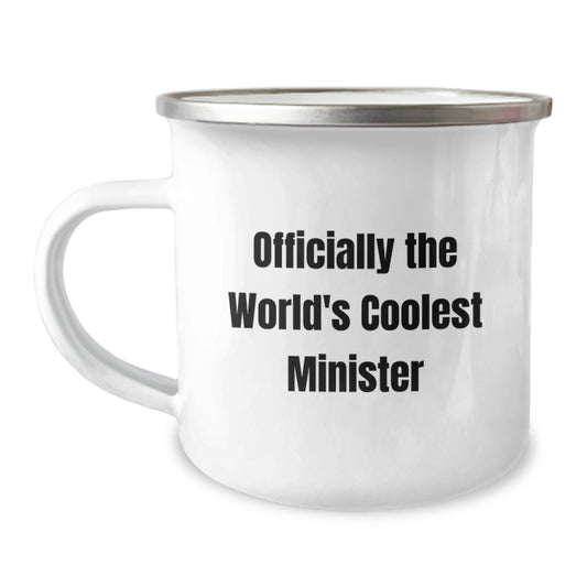 Funny Minister Gifts for Graduation - 'Officially The World's Coolest Minister' Stainless Steel Camping Mug, 12 oz, Gifts from Friends and Family - Image 1