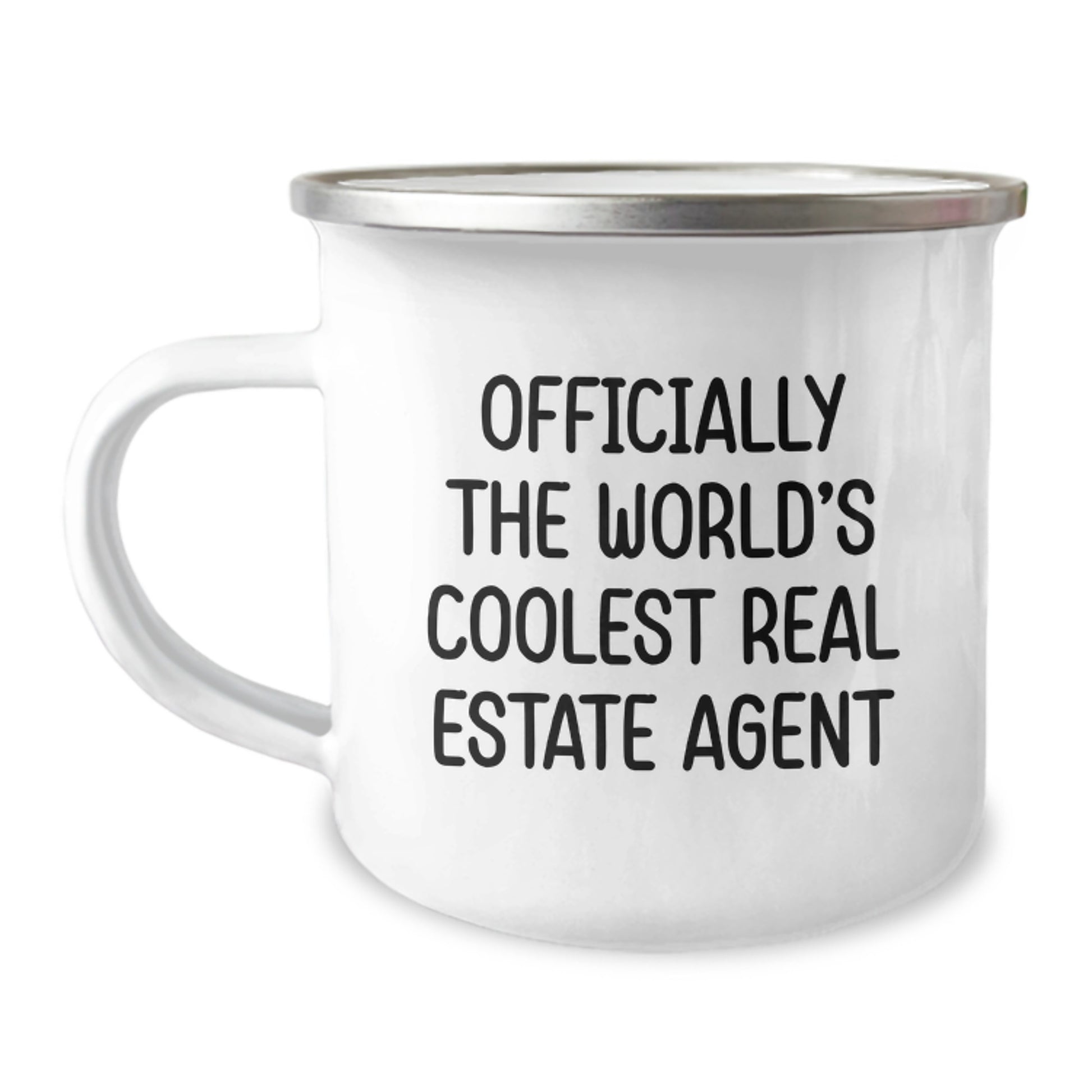 Funny Real Estate Agent Gifts for Men from Friends - Camping Mug with Officially The World's Coolest Real Estate Agent Quote - Image 1