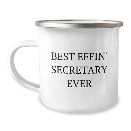 Funny Secretary Gifts from Friends - Best Effin' Secretary Ever Camping Mug for Graduation - Image 1