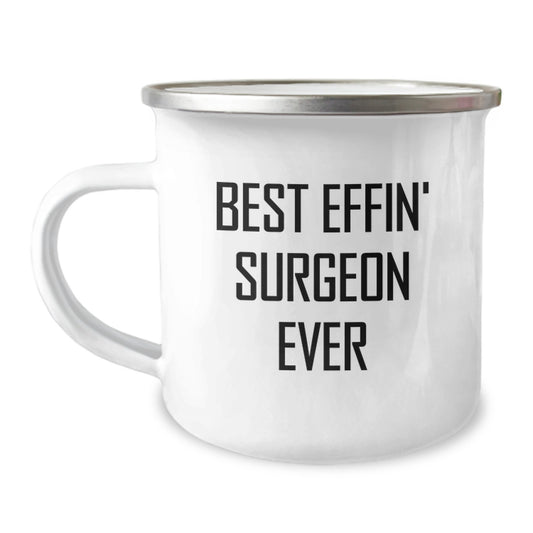 Funny Surgeon Gifts for Men from Friends, Best Effin' Surgeon Ever Enamel Camping Mug, Perfect Graduation Unique Gifts - Image 1