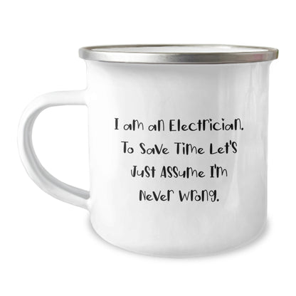 Funny Electrician Gifts from Men to Electrician Friends on Graduation Unique Gifts, Camping Mug for Electrician - Image 1
