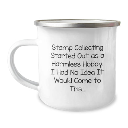 Funny Stamp Collecting Gifts for Friends from Men - Valentine's Unique Camping Mug - Image 1