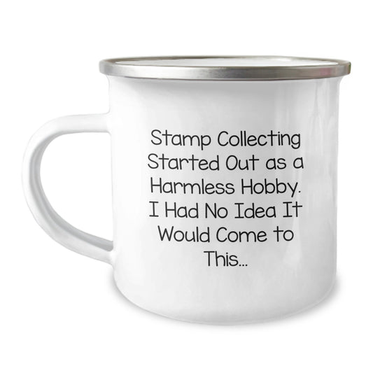 Funny Stamp Collecting Gifts for Friends from Men - Valentine's Unique Camping Mug - Image 1