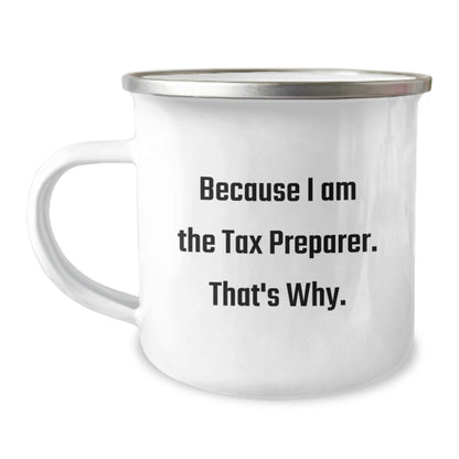 Tax Preparer Gifts for Men, Funny Quote, 12 oz Stainless Steel Camping Mug, Graduation Unique Gifts from Friends, Family, Coworkers - Image 1