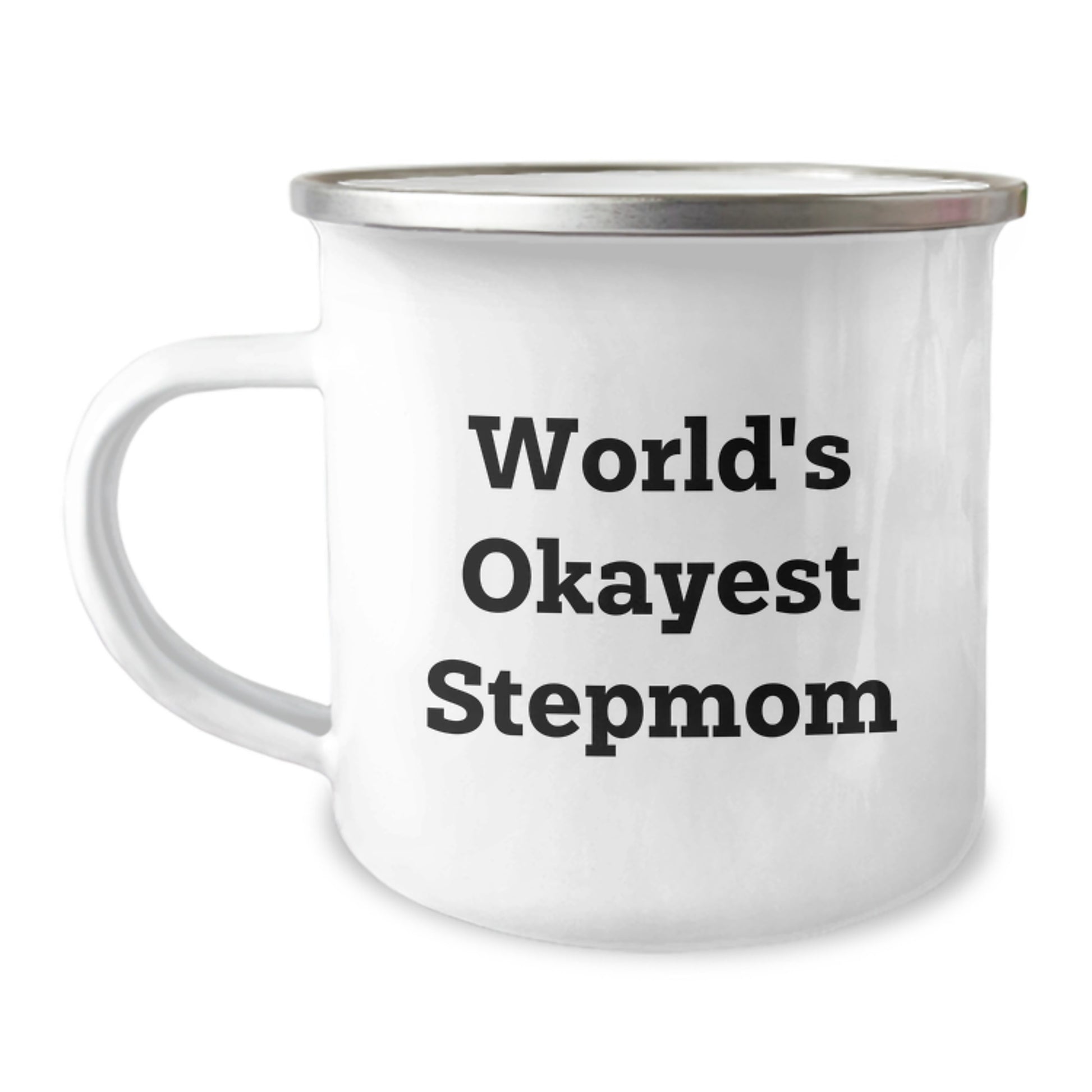 Funny Stepmom Gifts, World's Okayest Stepmom Camping Mug for Birthday, Gifts from Family to Stepmom - Image 1