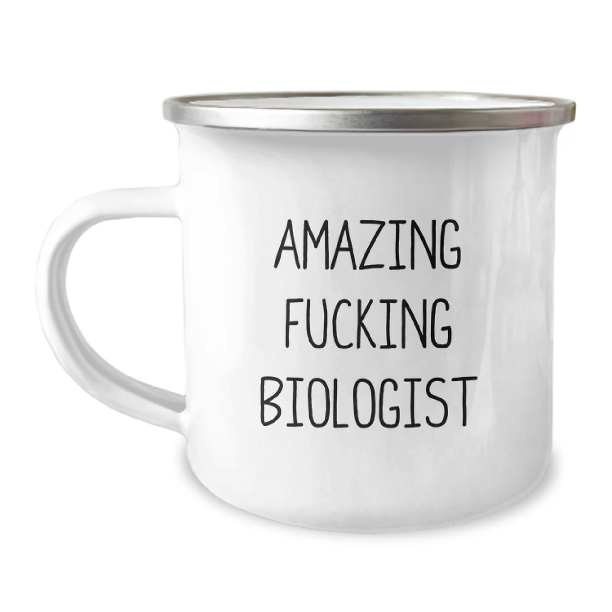 Funny Biologist Gift, 'Amazing F--king Biologist' Quote, 12 oz Camping Mug for Birthday, Gifts from Friends for Biologist - Image 1