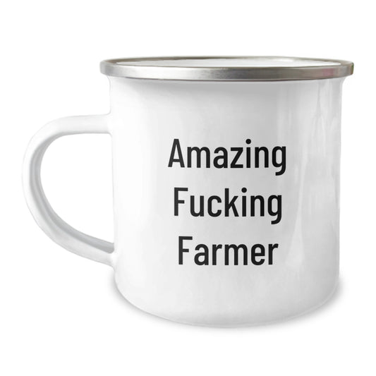 Funny Farmer Gifts for Men - Amazing Camping Mug, Birthday Unique Gifts from Friends, 'Amazing F--king Farmer' Quote, 12 oz Stainless Steel with Enamel Finish - Image 1