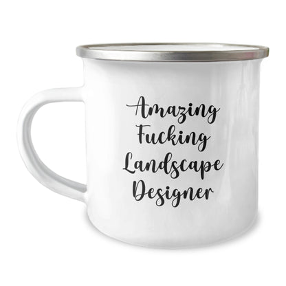Funny Landscape Designer Gifts from Men - 'Amazing F--king Landscape Designer' Quote on Camping Mug for Birthday - Image 1