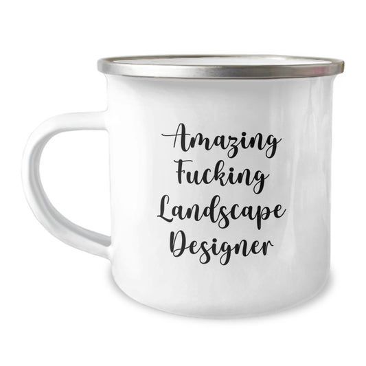 Funny Landscape Designer Gifts from Men - 'Amazing F--king Landscape Designer' Quote on Camping Mug for Birthday - Image 1