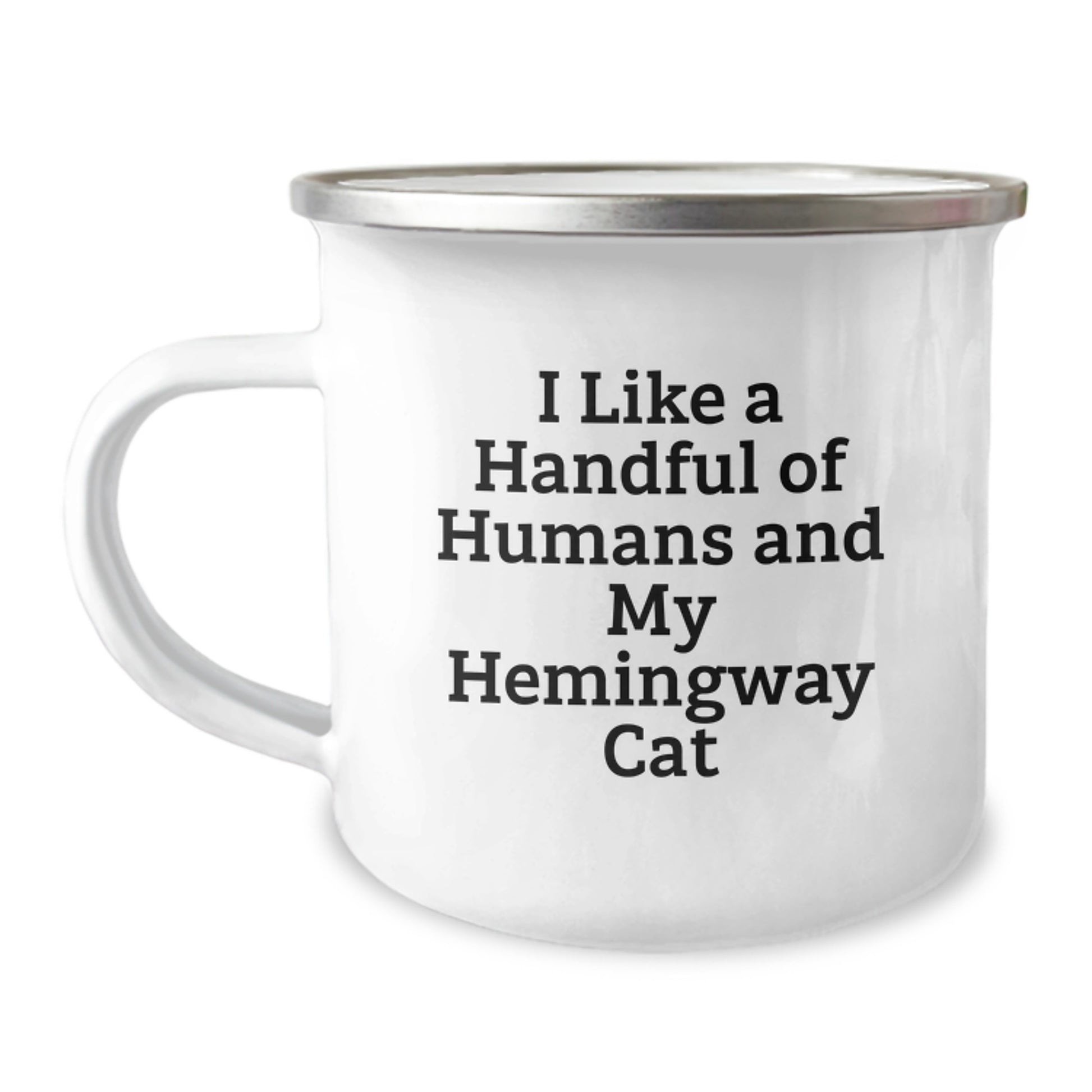 Funny Hemingway Cat Lover Gifts from Friends for Birthday Camping Mug, I Like A Handful Of Humans And My Hemingway Cat, Unique Gift for Men Women Friends Coworkers Family - Image 1