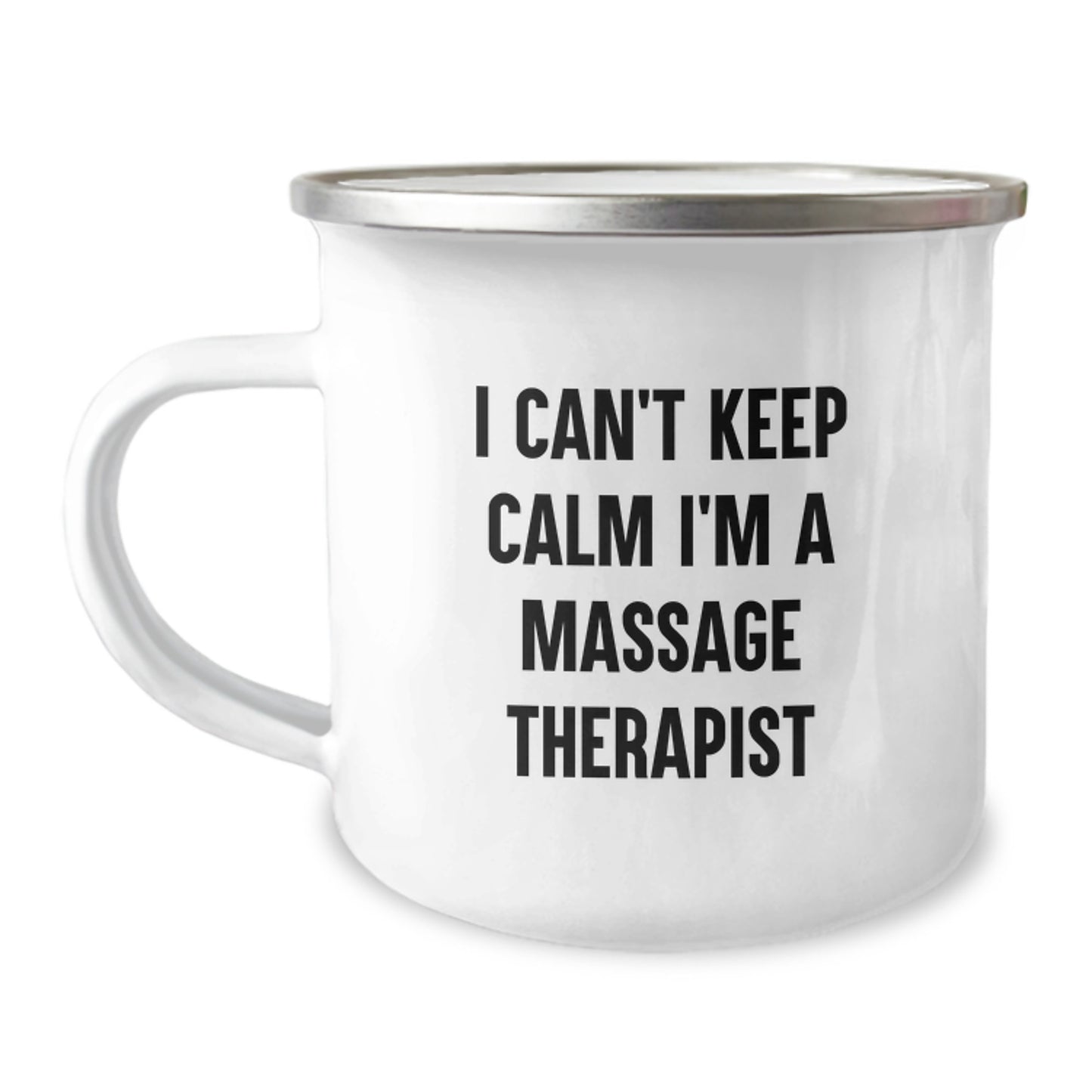 Funny Massage Therapist Gifts from Friends, Unique Camping Mugs for Birthday, 'I Can't Keep Calm I'm A Massage Therapist', 12 oz Stainless Steel, Hand Wash Recommended - Image 1