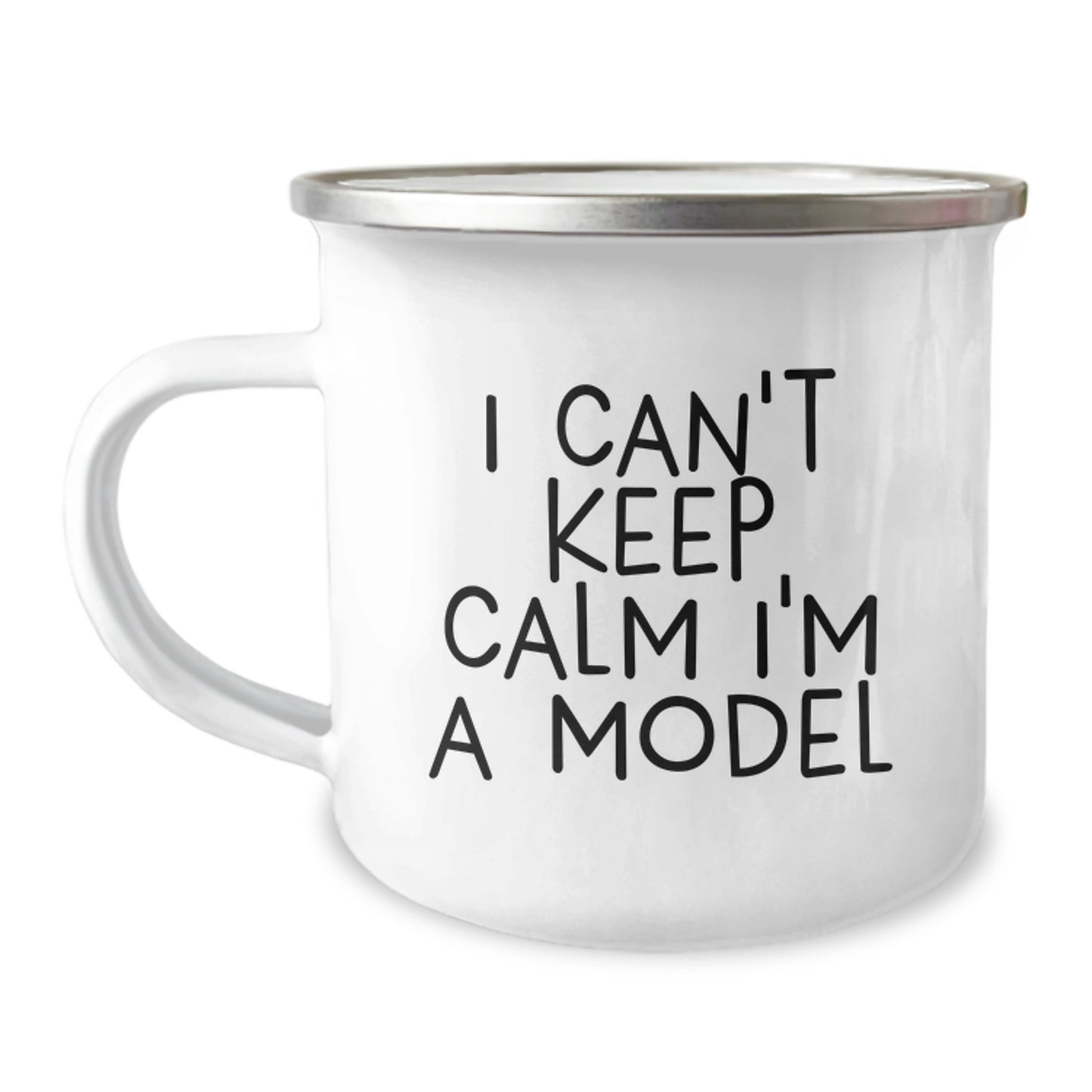 Models Rule Funny Camping Mugs Gifts from Friends and Family for Birthday Celebrations, I Can't Keep Calm I'm A Model - Image 1