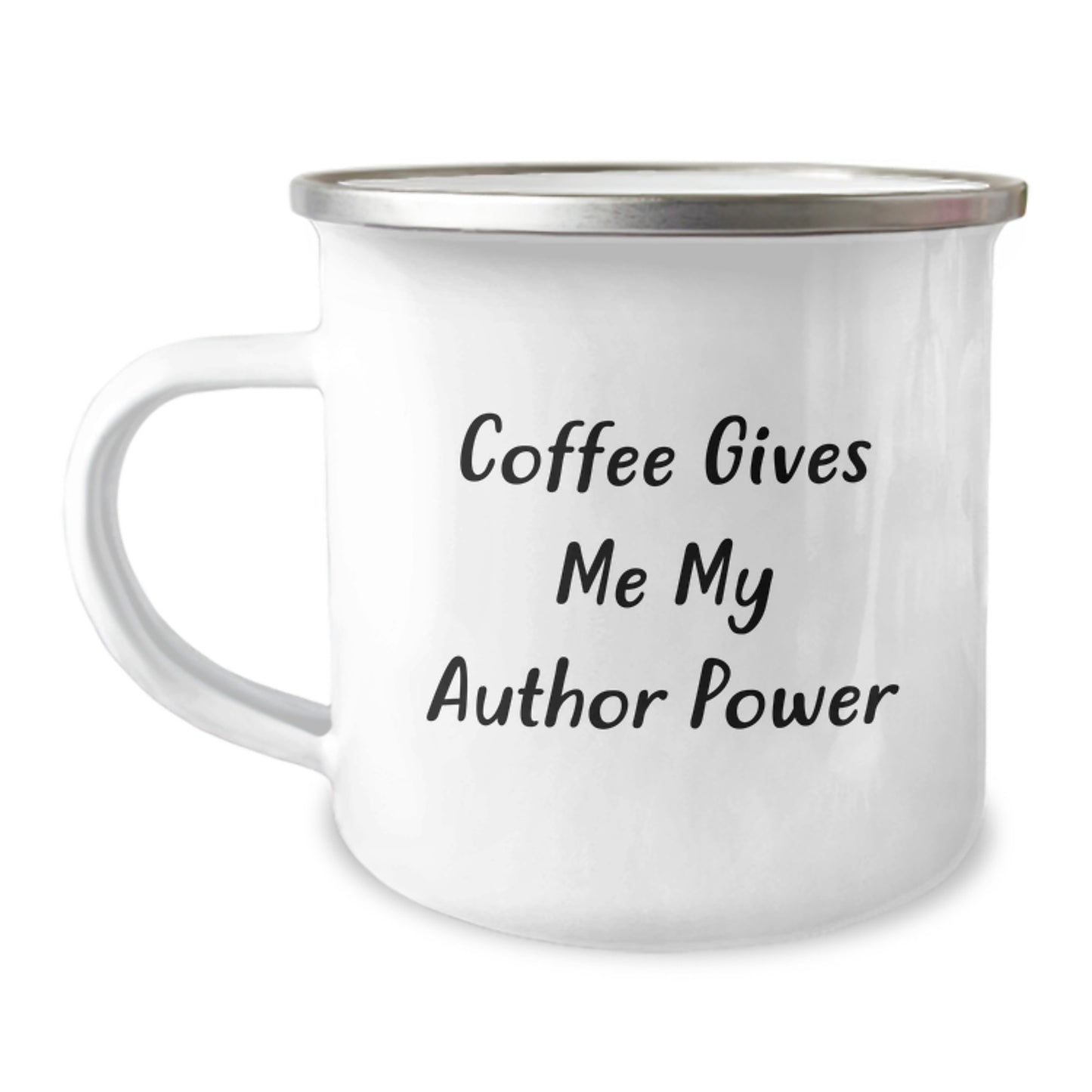 Funny Author Gifts for Men, Women, Friends, Coworkers - Coffee Gives Me My Author Power Camping Mug - Image 1