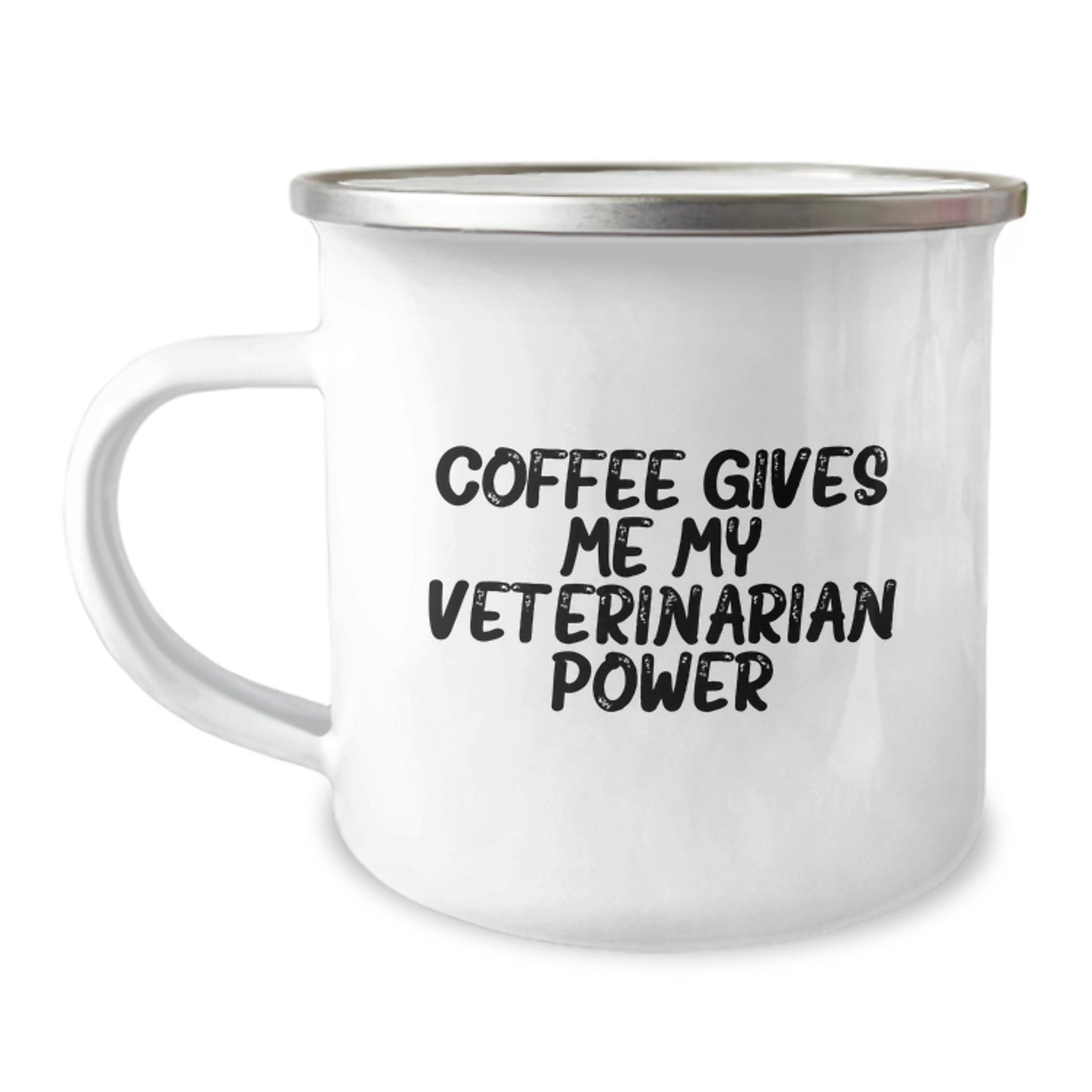 Funny Veterinarian Camping Mug Gifts from Men to Graduation Gifts for Veterinarian Friends, 'Coffee Gives Me My Veterinarian Power' Quote Mug - Image 1