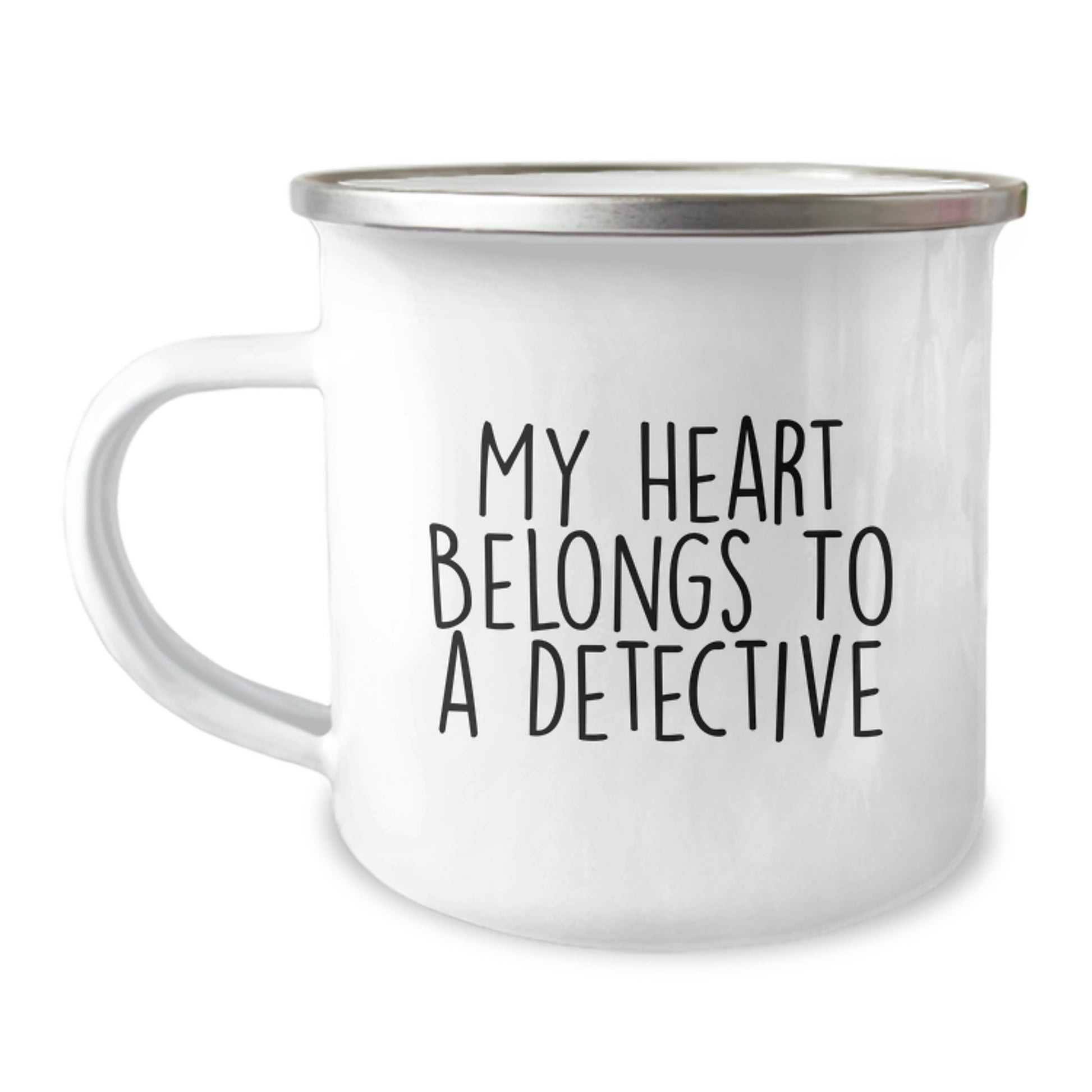 Detective Gifts for Him, Funny Camping Mug 'My Heart Belongs To A Detective', Graduation Unique Gifts from Friends to Men - Image 1