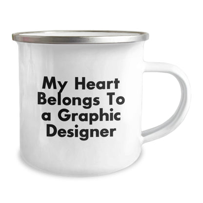 Funny Graphic Designer Gifts from Men - My Heart Belongs To A Graphic Designer Camping Mug for Graphic Designers, Graduation Unique Gifts - Image 2