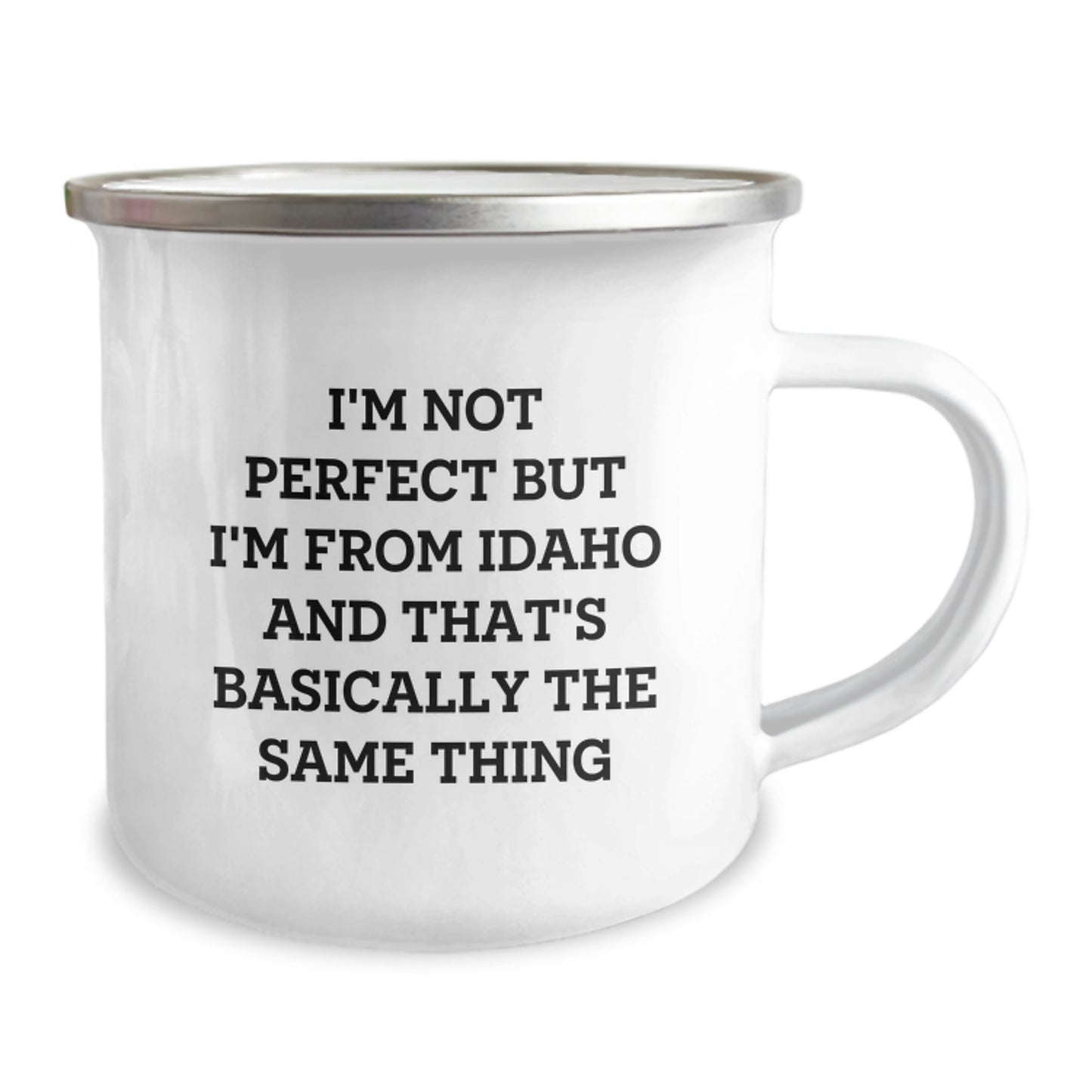 Idaho Camping Mug Gifts from Friends, Unique Birthday Presents for Idaho Lovers, 'I'm Not Perfect But I'm From Idaho And That's Basically The Same Thing' Funny Mug - Image 2