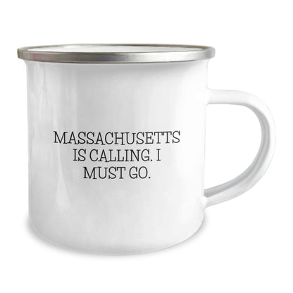 Funny Massachusetts Gifts from Men - Camping Mug with Massachusetts Is Calling. I Must Go. Quote - Unique Valentine's Gifts for Massachusetts - Image 2