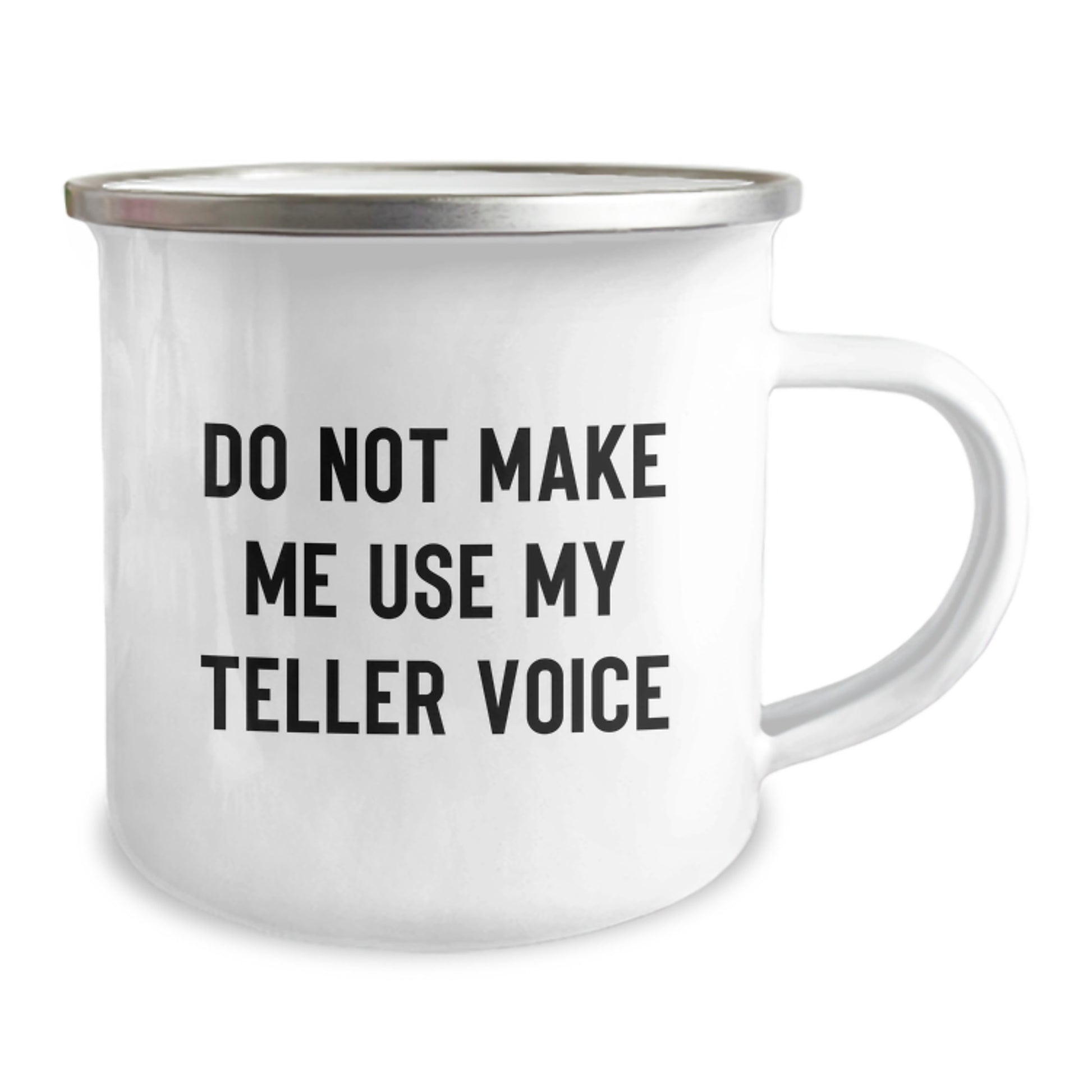 Funny Camping Mug Gifts for Teller from Friends this Christmas - 'Do Not Make Me Use My Teller Voice' - Unique Camping Mug for Teller Enthusiasts - Image 2