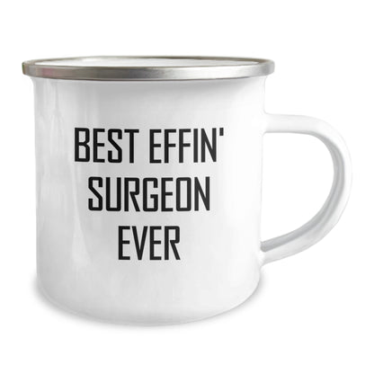 Funny Surgeon Gifts for Men from Friends, Best Effin' Surgeon Ever Enamel Camping Mug, Perfect Graduation Unique Gifts - Image 2