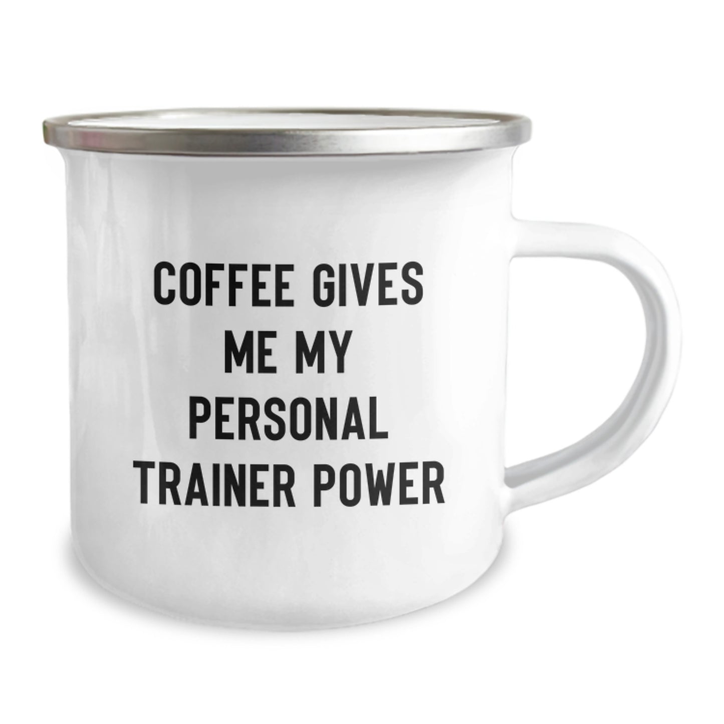 Funny Personal Trainer Gifts for Birthday - 'Coffee Gives Me My Personal Trainer Power' Camping Mug from Friends - Image 2