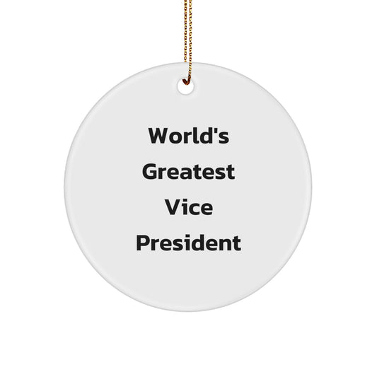 Funny Vice President Gift for Christmas, 'World's Greatest Vice President' Circle Ornament, Vice President Office Decor, Gifts from Friends for Coworkers - Image 1
