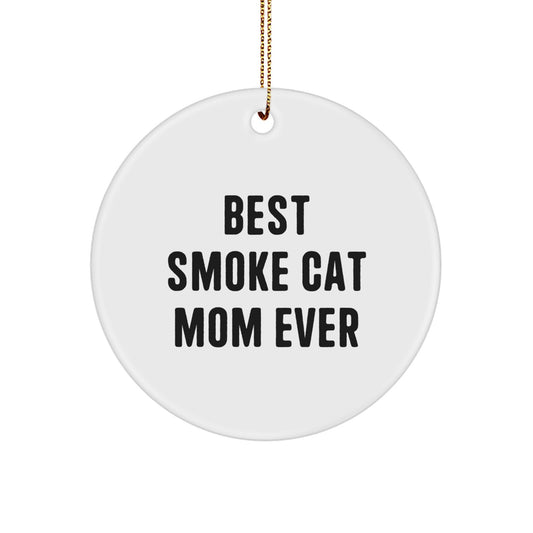 Funny Smoke Cat Mom Ever Circle Ornament Gifts from Friends for Smoke Cat Lovers at Christmas - Image 1