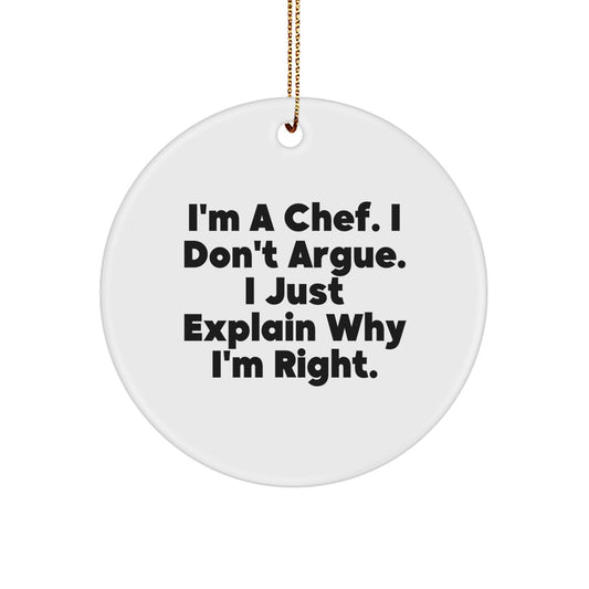 Funny Chef Christmas Circle Ornament Gifts from Men to the Chef in the Kitchen - Image 1