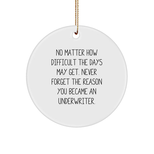 Funny Inspirational Underwriter Gifts for Men, Women, Coworkers, Friends, Family - Circle Ornament No Matter How Difficult The Days May Get - Image 1