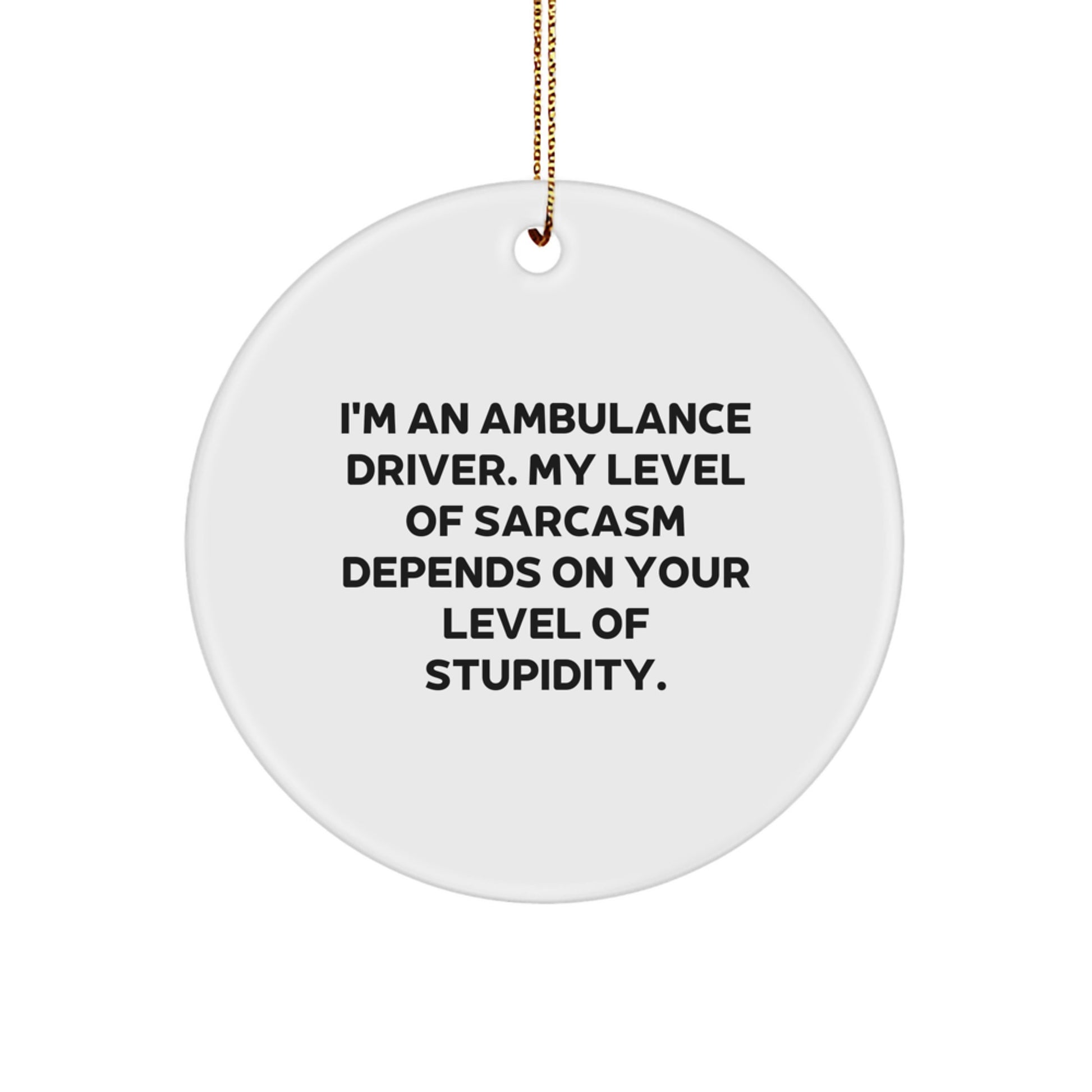 Ambulance Driver Gifts, Funny Sarcasm Quote Circle Ornament, Christmas Unique Presents for Ambulance Driver Friends from Family - Image 1