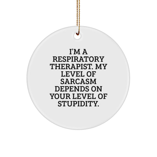 Respiratory Therapist Funny Sarcasm Gifts from Friends, Circle Ornament with Inspirational Quote for Christmas, Unique Gifts for Respiratory Therapist, Men, Women, Family and Coworkers - Image 1