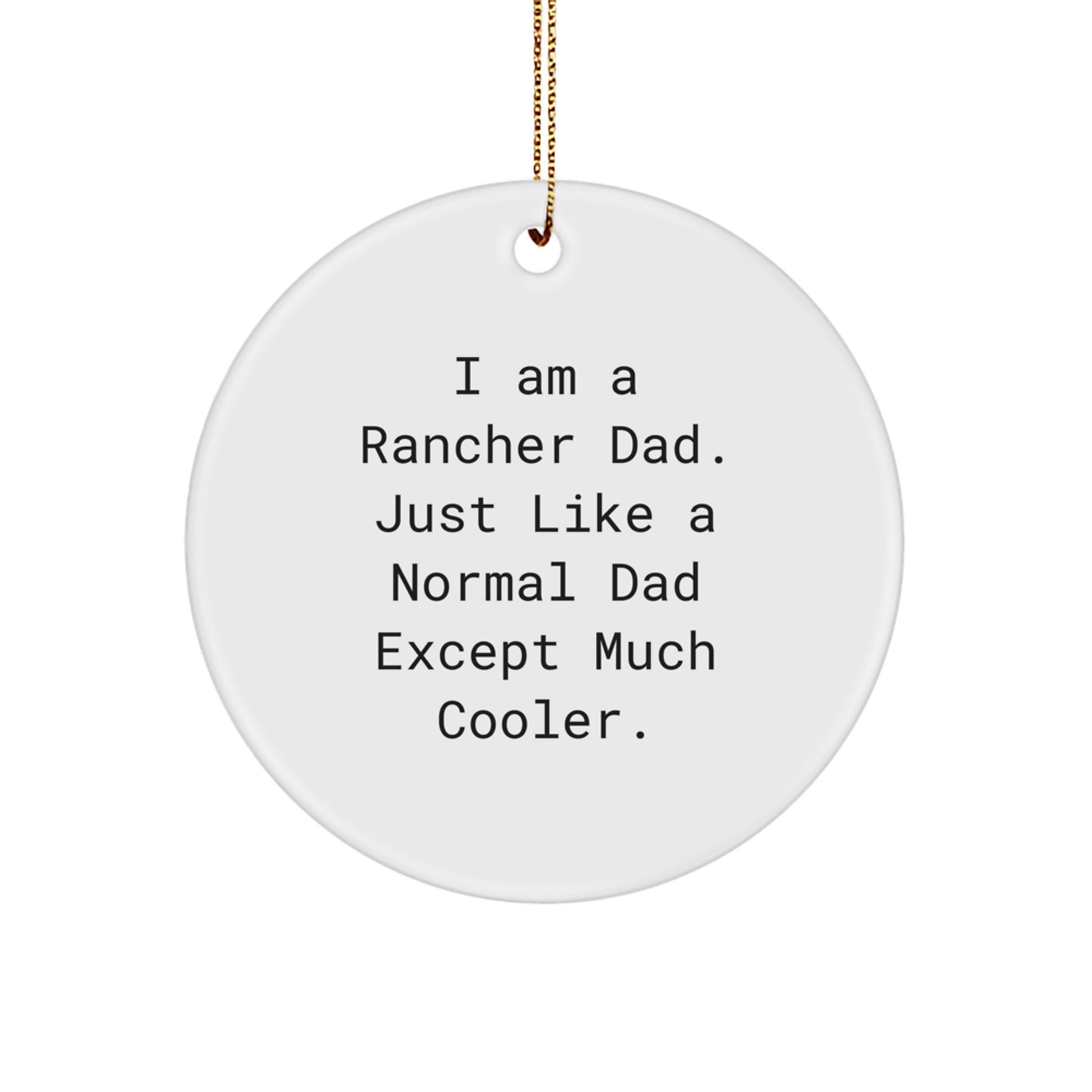 Rancher Dad Gifts from Family - Funny Circle Ornament for Rancher Men - I Am A Rancher Dad Except Much Cooler Christmas Unique Gifts - Image 1